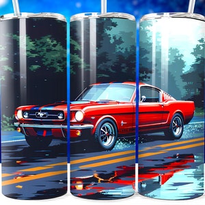 Vintage Ford Mustang Tumbler Wrap Muscle Cars Sublimation Designs For 20 Oz Skinny/Straight Tumbler Race Car Digital Download Png