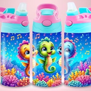 12oz Kids Tumbler Wrap For Girls Sublimation Design Kids Water Bottle Flip Top Sippy Cup Tumbler Wrap PNG Cute Straight Tumbler Png
