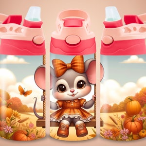 Girls Sippy Cup Wrap 12Oz Tumbler Wrap Sublimation Design Kids Water Bottle Flip Top Sippy Cup Tumbler Wrap PNG Fall Straight Tumbler Png