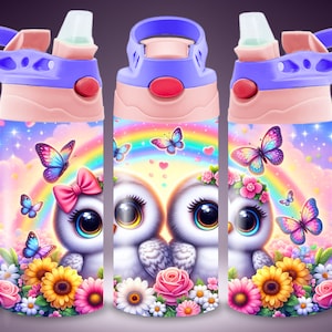 Girls Sippy Cup Wrap 12Oz Tumbler Wrap Sublimation Design Kids Water Bottle Flip Top Sippy Cup Tumbler Wrap PNG Cute Straight Tumbler Png