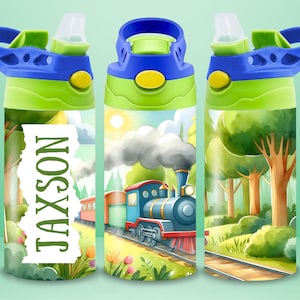 Trains 12oz Kids Flip Top Sippy Cup Tumbler Wrap 12oz Straight Tumbler Sublimation PNG Childrens Vehicles Tumbler Wrap Design For Boys