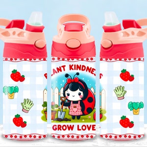Girls Sippy Cup Wrap 12Oz Tumbler Wrap Sublimation Design Kids Water Bottle Flip Top Sippy Cup Tumbler Wrap PNG Cute Straight Tumbler Png