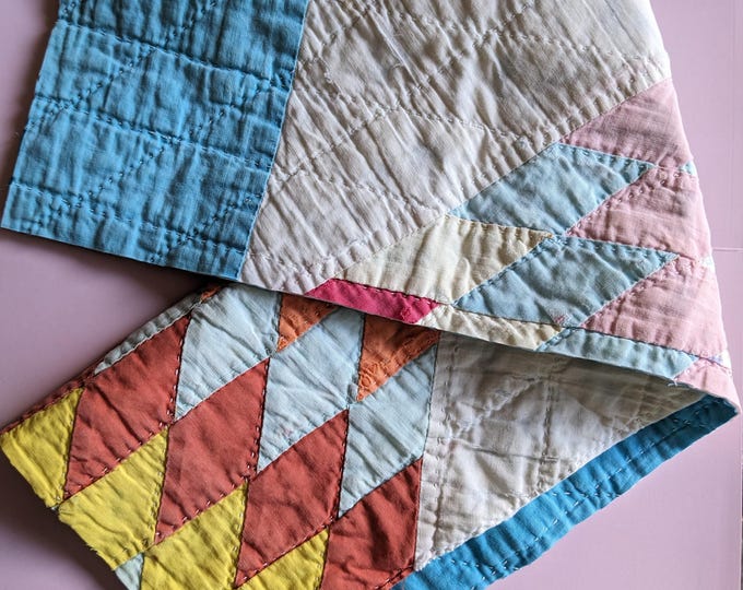 VINTAGE Spring QUILT Sample Cutter Quilt Handmade Piece COTTAGE vintage-spring-quilt-sample-cutter-quilt-handmade-piece-cottage