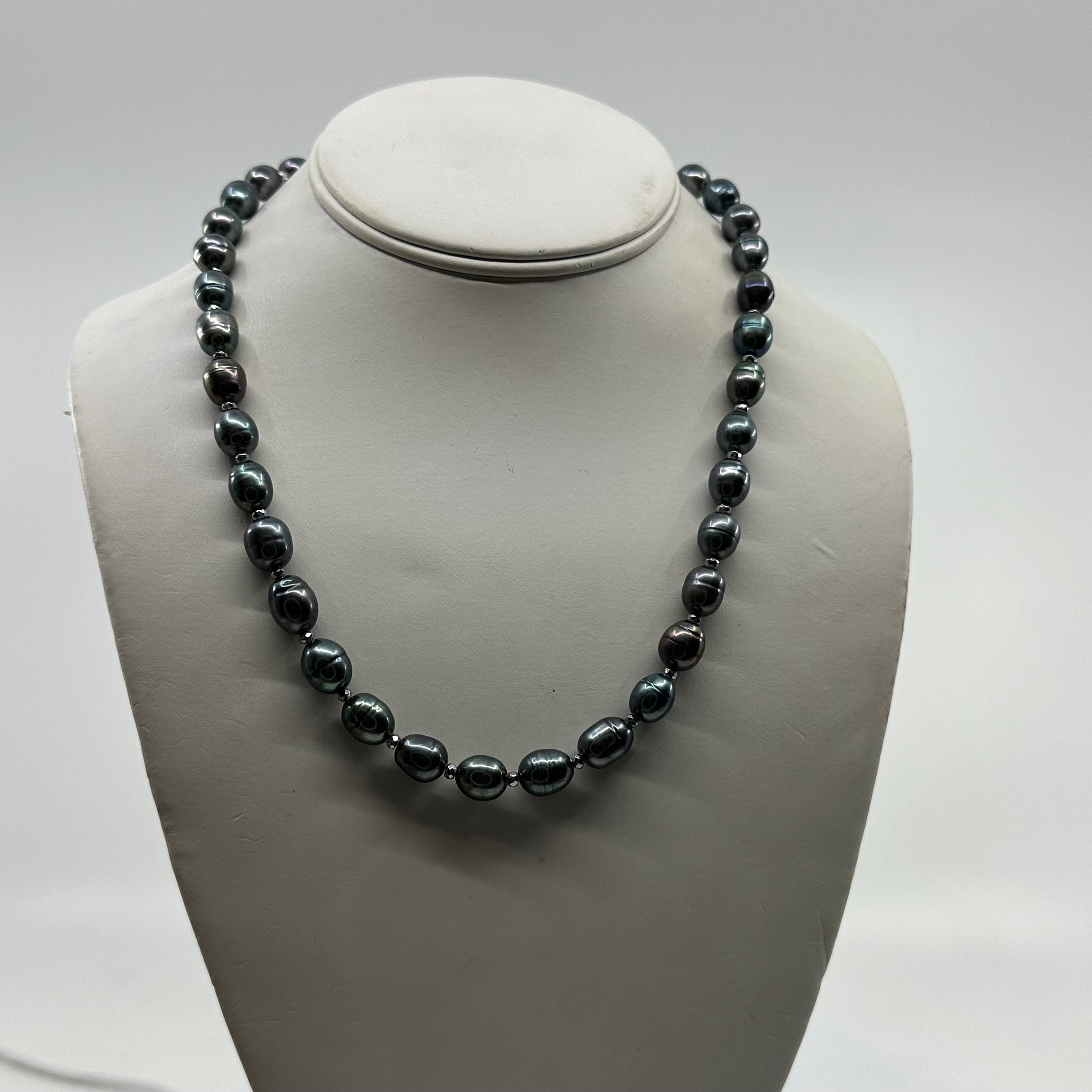 [HAESOOL] 925silver☆Classic black pearl Necklace Black Pearl Necklace, Mens Pearl Necklace, Oval Pearl