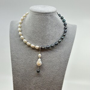 Pearl Choker, Black & White Pearl Chocker, Choker Necklace, Pearl Necklace, Choker Pearl, Gift for Wife, Black Pearl Necklace, Black Pearls