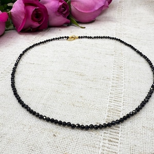 Black Tourmaline Necklace, Thin Necklace Natural Gemstone, Minimalist Layering Necklace, Protective Gemstone, Powerful Black Tourmaline