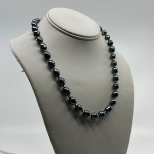 Black Pearl Necklace, Mens Pearl Necklace, Oval Pearl Necklace, mens black pearl,