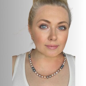 New Pink and Black Natural Pearls Necklace Handmade