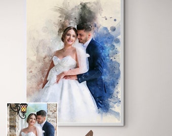 Regalo personalizado, Retrato de pareja, Pintura personalizada de foto, Retrato de abuelos, Acuarela