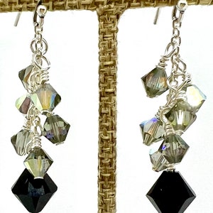 LOUIS VUITTON Swarovski Crystal Inclusion Earrings Black 223241