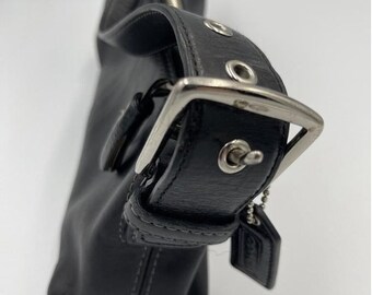 Coach 7461 Leather One Handle Bag Shoulder Mini Black Silver Zip