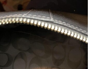 Coach 7461 Leather One Handle Bag Shoulder Mini Black Silver Zip