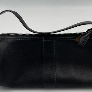 Coach 7461 Leather One Handle Bag Shoulder Mini Black Silver Zip