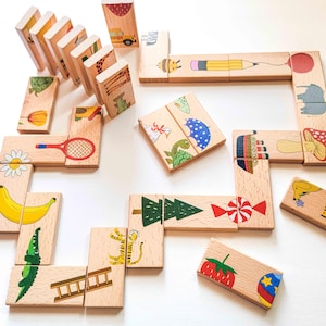 Custom Name Kids Gift - Personalized Wooden Domino Puzzle - Montessori Toy for Toddlers, Boys and Girls - Toddler Gift 2 3 4 5 6 Year Old