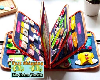 Farm Animal Busy Board Ages 3+ - Custom Name Montessori Quiet Book - Felt Preschool Learning Toy for Kids - Birthday Travel Gift Boys Girls