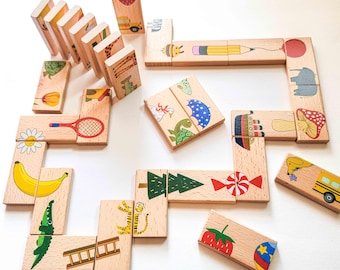 3歳以上のお子様向け木製マッチングパズルゲーム – クリスマスプレゼント – モンテッソーリ式トラベルトイ – 3歳、4歳、5歳の男の子と女の子向けのウォルドルフセット