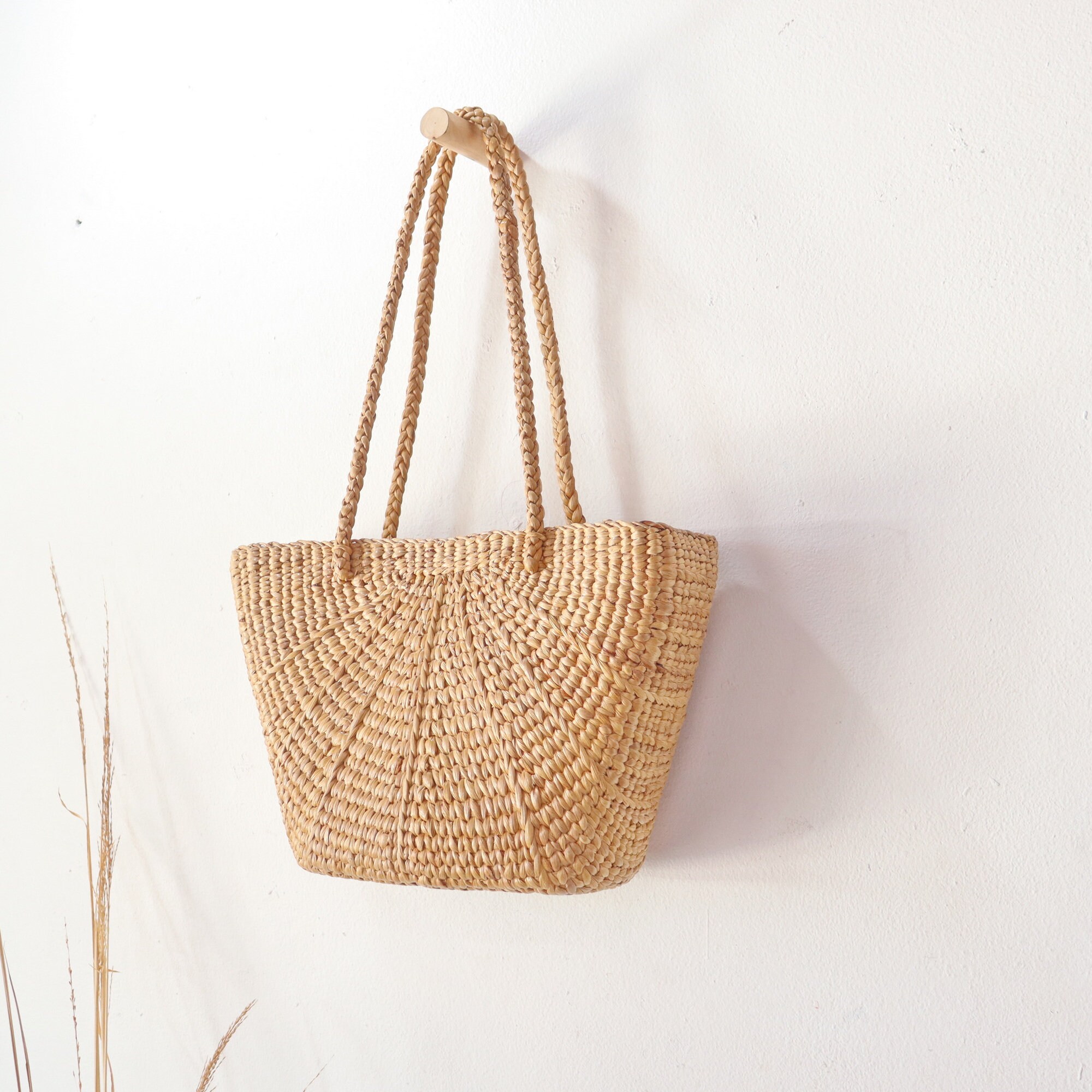 Hand Woven Water Hyacinth Tote Bag: Women's Shoulder Bag - Etsy