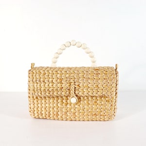 Bolsa de jacinto-d&#39;água tecida à mão: bolsa de palha estilo Boho Chic