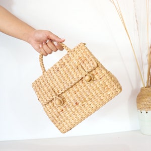 Bolsa de jacinto-d&#39;água tecida à mão: bolsa de palha estilo Boho Chic