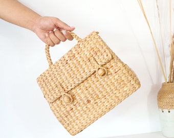 Handgewebte Wasserhyazinthe Tasche: Boho Chic Strohhandtasche