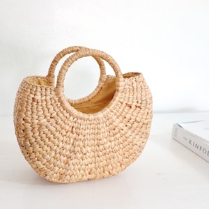 Bolso de paja, bolso de jacinto de agua, bolso de mano, bolso elegante, bolso tejido a mano, bolso ecológico