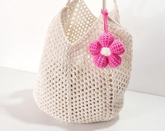 Crochet Flower Keychain: Handmade Kawaii Bag Charm