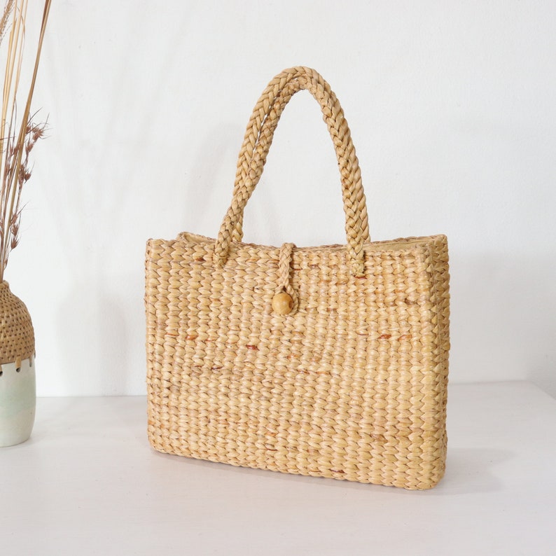 Hand Woven Water Hyacinth Bag: Eco-friendly Beach Tote - Etsy