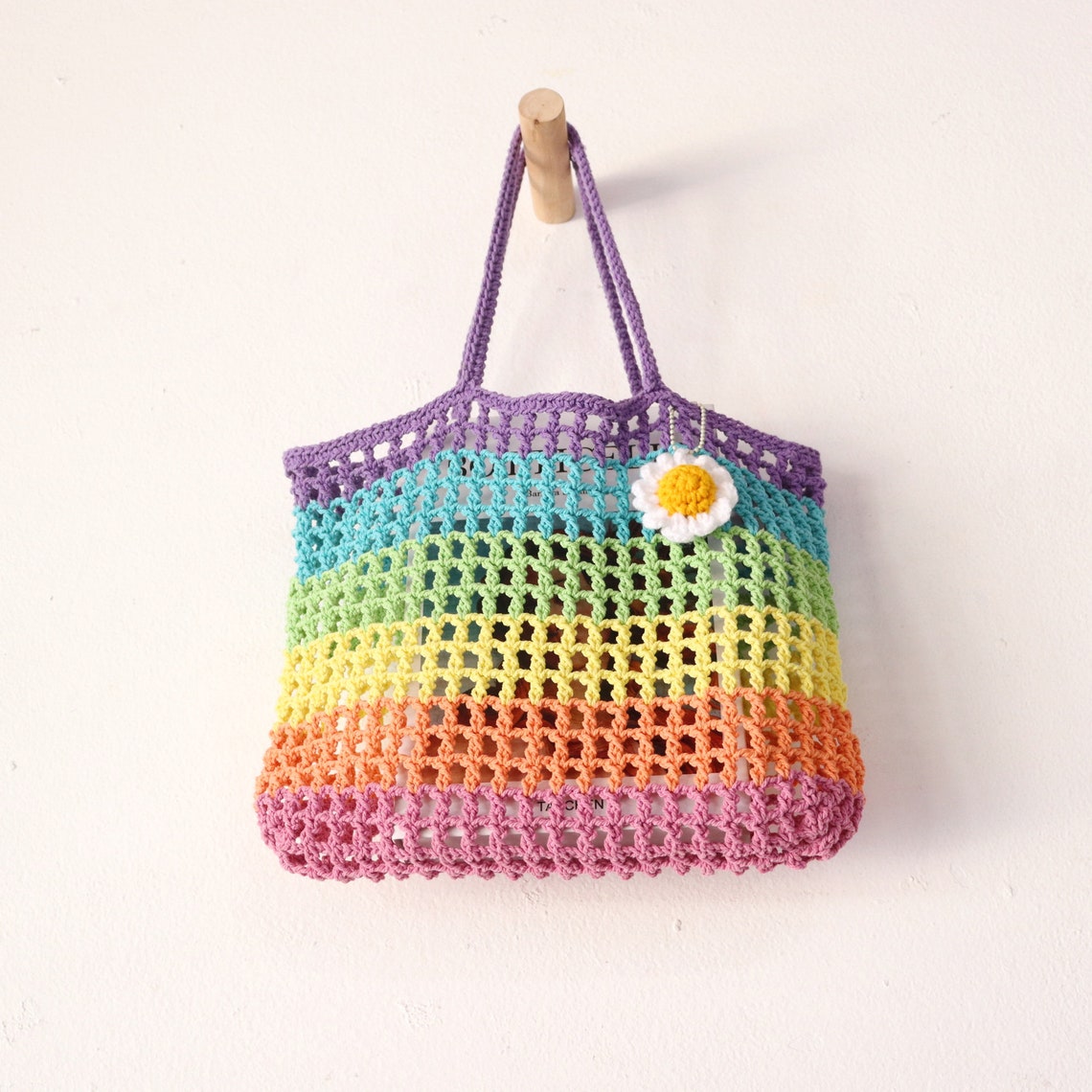 Rainbow Crochet Tote Bag main image 0