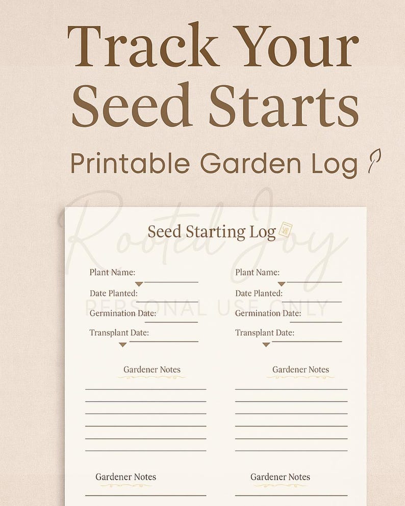 Seed Starting Log | Printable Garden Tracker | Plant Germination and ...