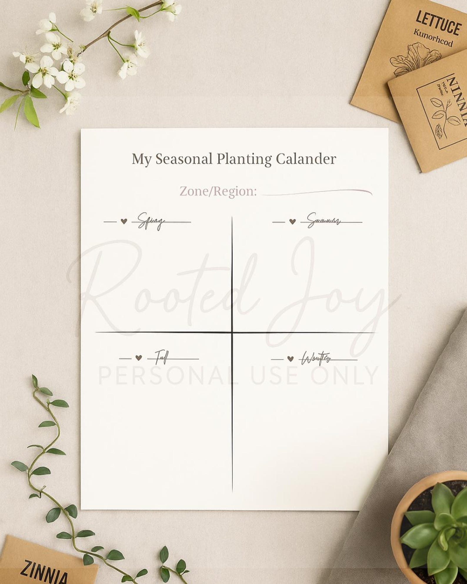 Seasonal Planting Calendar | Printable Garden Planner | Zone and Region ...