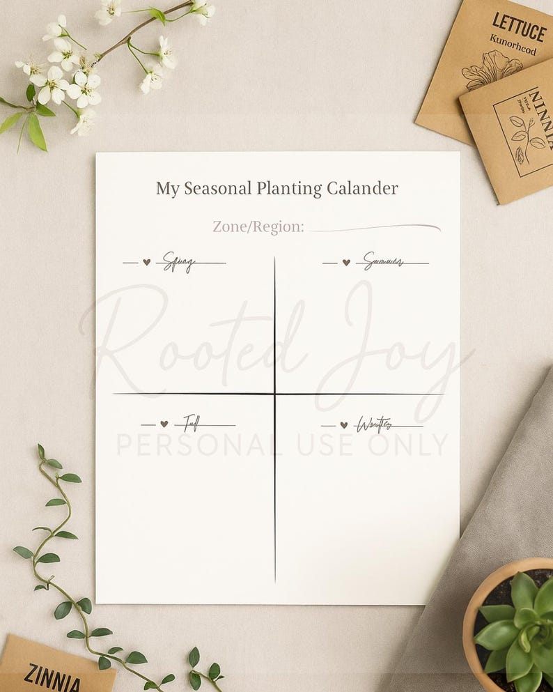 Seasonal Planting Calendar | Printable Garden Planner | Zone and Region ...