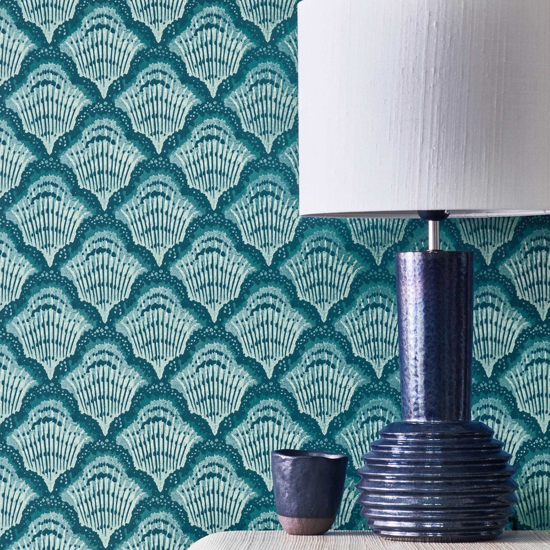 Shell Aqua Wallpaper - Etsy