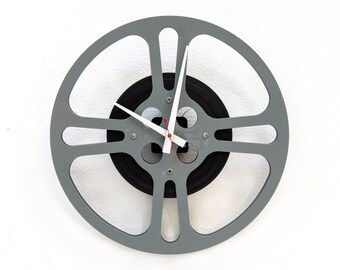 Film Reel Wall Clock, Filmmaker, Movie, Theater, Decor, Photographer, recycle, reuse, repurpose, upcycle, antique, vintage, 16mm, battery,