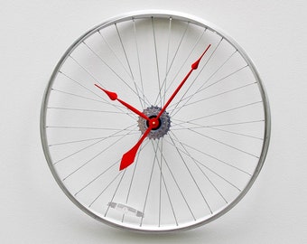 warped bike clock, wall clock, upcycled gear clock, bike gift, unique gift, Recycled Warped Bike Wheel Clock, special gift, steampunk clock