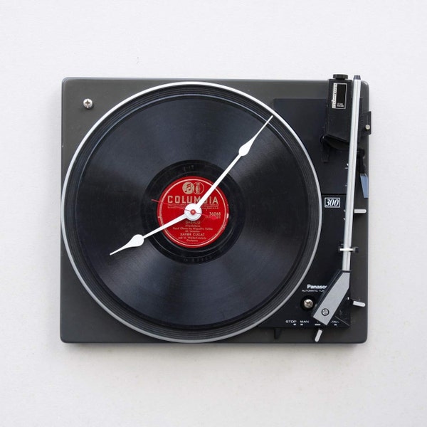 Clock made from a recycled  console turntable