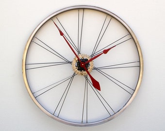 Bike Wheel Clock, Large Wall Clock, Cyclist Gift, Unique Wedding Gift, Steampunk Decor, Bicycle Wall Clock, Modern Wall Clock , road bike