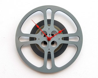 Film Reel Wall Clock, Filmmaker, Movie, Theater, Decor, Photographer, recycle, reuse, repurpose, upcycle, antique, vintage, 16mm, battery,