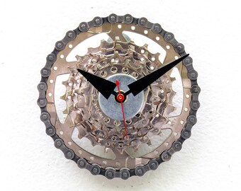 bicycle gear clock, cycle, Recycle, Bike, unique, repurpose, reuse, reclaim, chain, upcycle, wall, battery, sprocket, cog, time, sprocket,