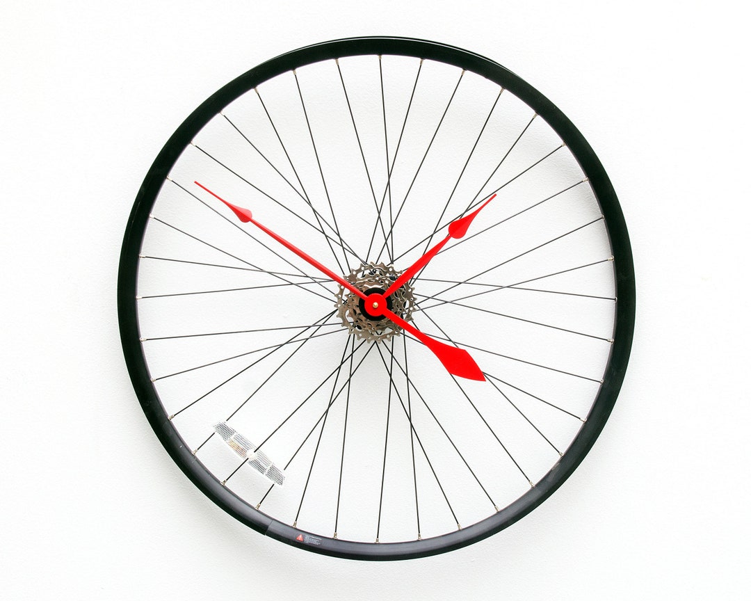 Warped Bike Wheel Clock, Twist, Wall, Gear, Bicycle, Unique, Recycle