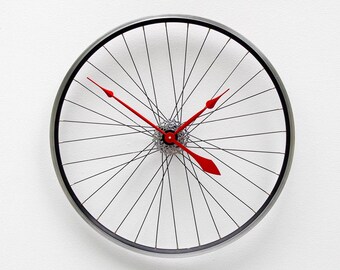 Bike Wheel Clock, Large Wall Clock, Cyclist Gift, Unique Wedding Gift, Steampunk Decor, Bicycle Wall Clock, Modern Wall Clock , road bike