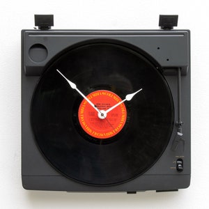 Recycled Turntable Clock, Bob Dylan music, record, album, player, upcycle, reuse, repurpose, large, wall, vinyl, LP, vintage, antique, retro