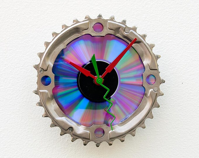 Clock Made From a Recycled Bike Chainring and a DVD - Etsy