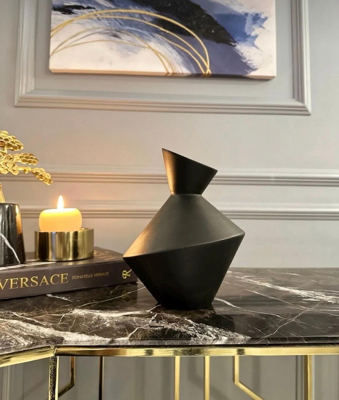 Handmade Abstract Black Ceramic Vase – Modern Minimalist Home Decor - Etsy