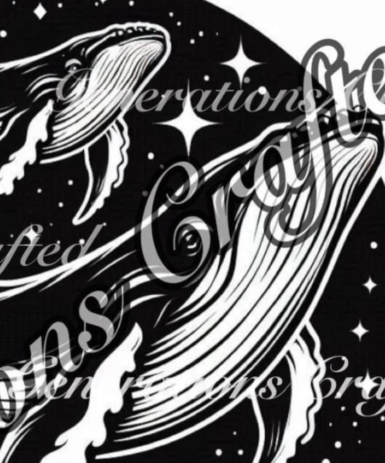 Humpback Whale Mother and Baby in Space SVG and PNG - Etsy