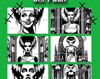 Frankenstein&#39;s Bride Six Pack SVG and PNG Bundle