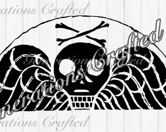 Memento Mori Gravestone Rubbing: Skull & Crossbones SVG PNG