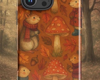 Autumn Woodland Critters iPhone Case: Cozy Forest Animals Tough Case