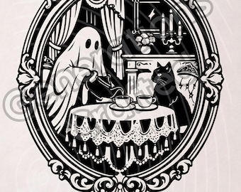 Victorian Ghost Tea Party SVG & PNG