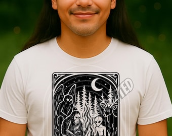 National Park After Dark SVG: Cryptid Campfire Art Nouveau Design (PNG File Included)