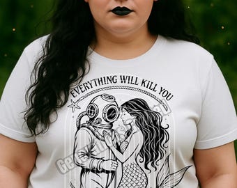 Funny Mermaid Diver Art Nouveau SVG PNG: Nautical Shirt Design (Digital Download